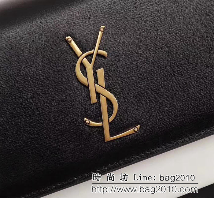 YSL聖羅蘭 高級定制 原單牛皮黑白配色牙籤紋鏈條包 442906 YAS1043